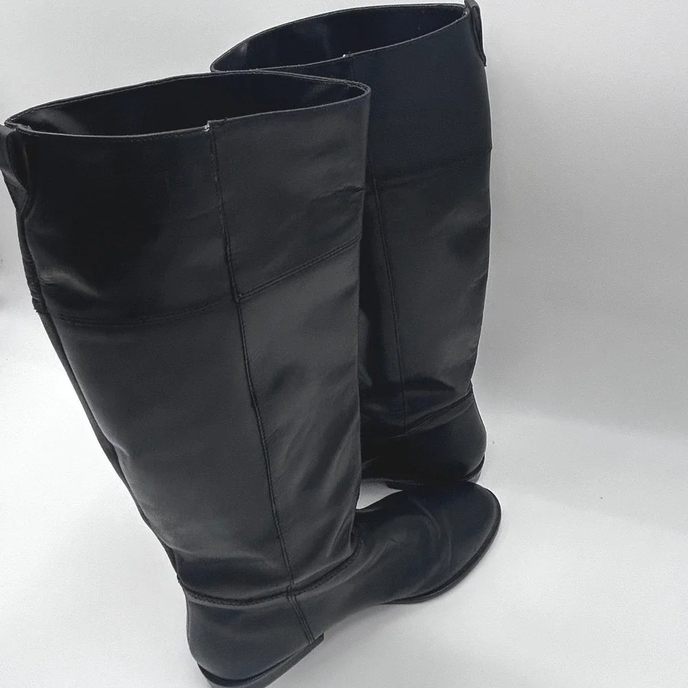 Vintage Black Leather Tall Riding Boots Women's Size 9N Knee High Equestrian